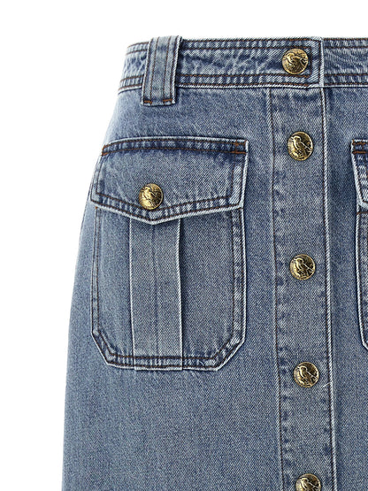 Zimmermann Blue Cotton Midi Skirt