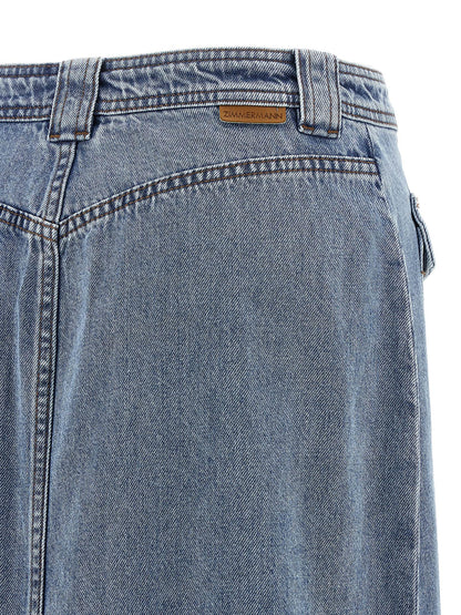 Zimmermann Blue Cotton Midi Skirt