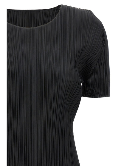 PLEATS PLEASE ISSEY MIYAKE Black Polyester T-Shirt