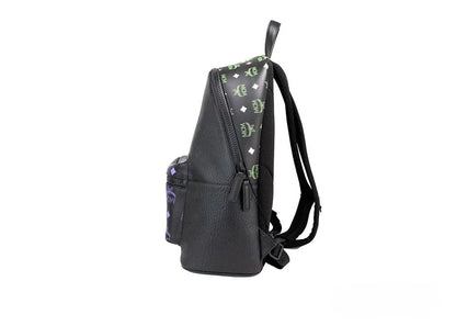 MCM Color Splash Visetos Green Purple Medium Mixed Leather Backpack Bookbag