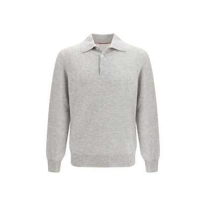 Brunello Cucinelli Gray Cashmere Polo Shirt