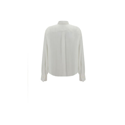 Brunello Cucinelli White Silk Dress Shirt