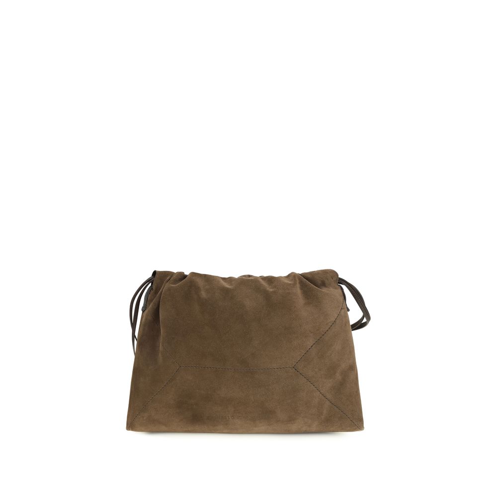 Brunello Cucinelli Brown Calf Leather Bos Taurus Clutch Bag