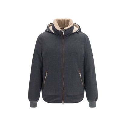 Brunello Cucinelli Gray Wool Oves Aries Full-Length Jacket