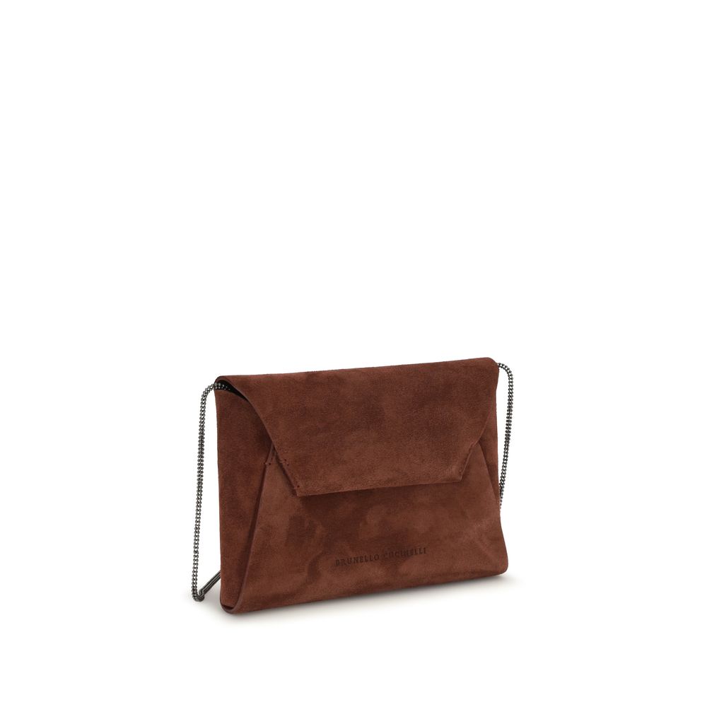 Brunello Cucinelli Bordeaux Calf Leather Bos Taurus Clutch Bag