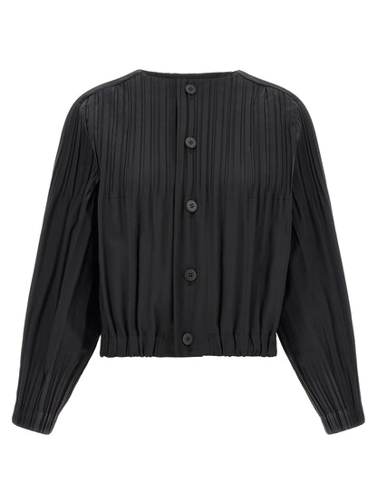 PLEATS PLEASE ISSEY MIYAKE Black Polyester Coat