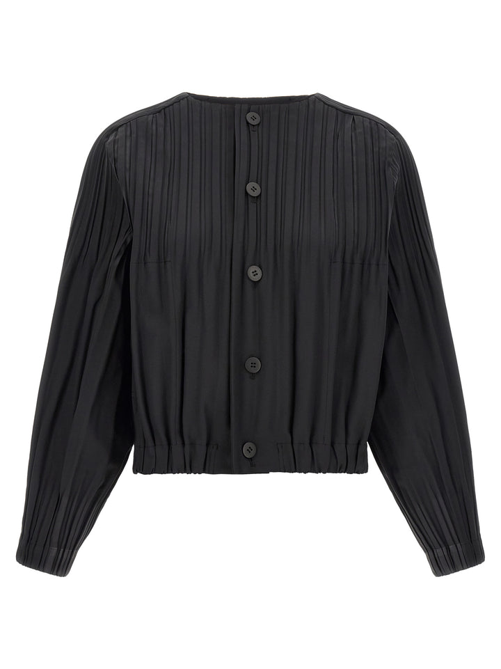 PLEATS PLEASE ISSEY MIYAKE Black Polyester Coat