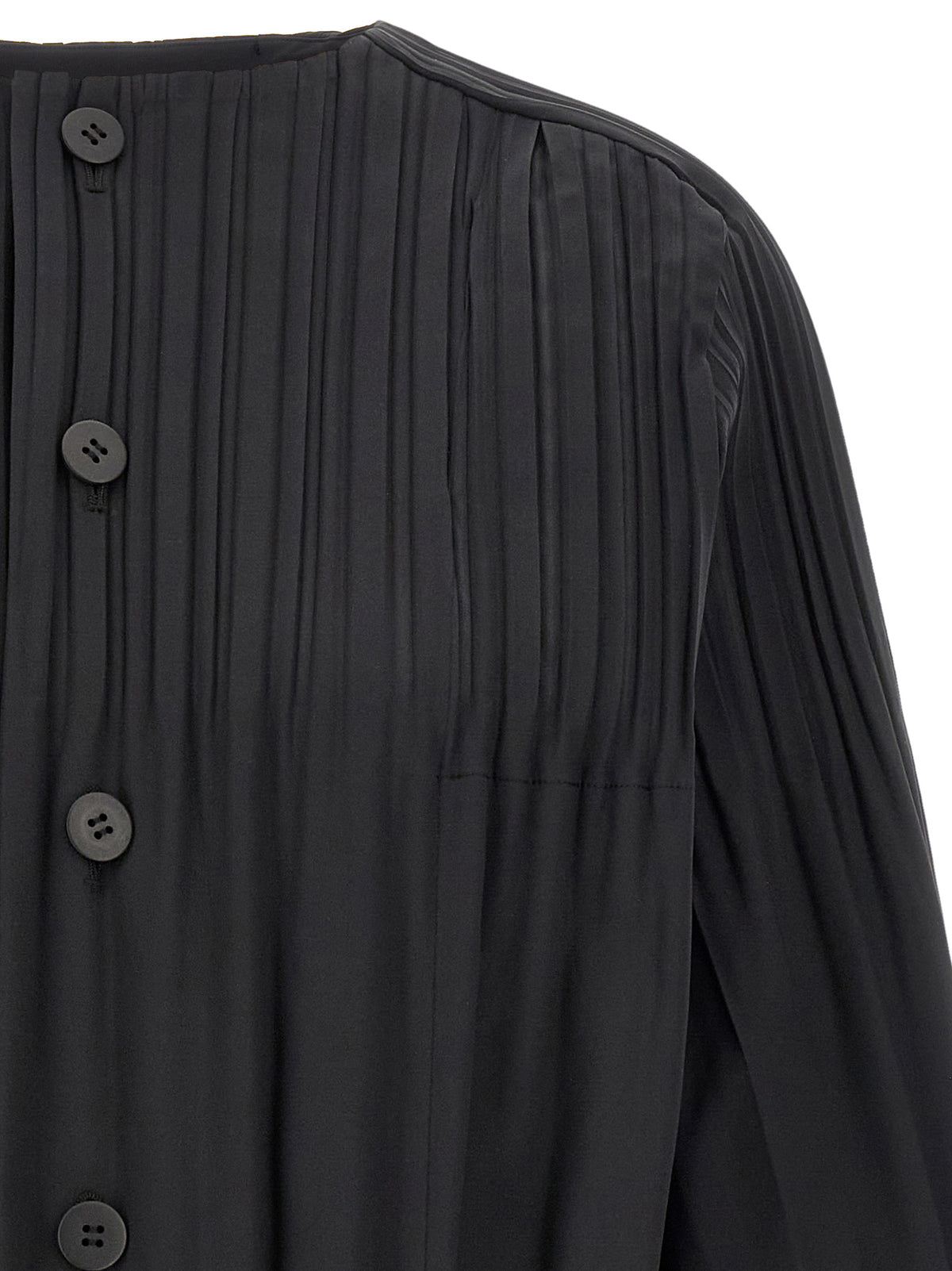 PLEATS PLEASE ISSEY MIYAKE Black Polyester Coat