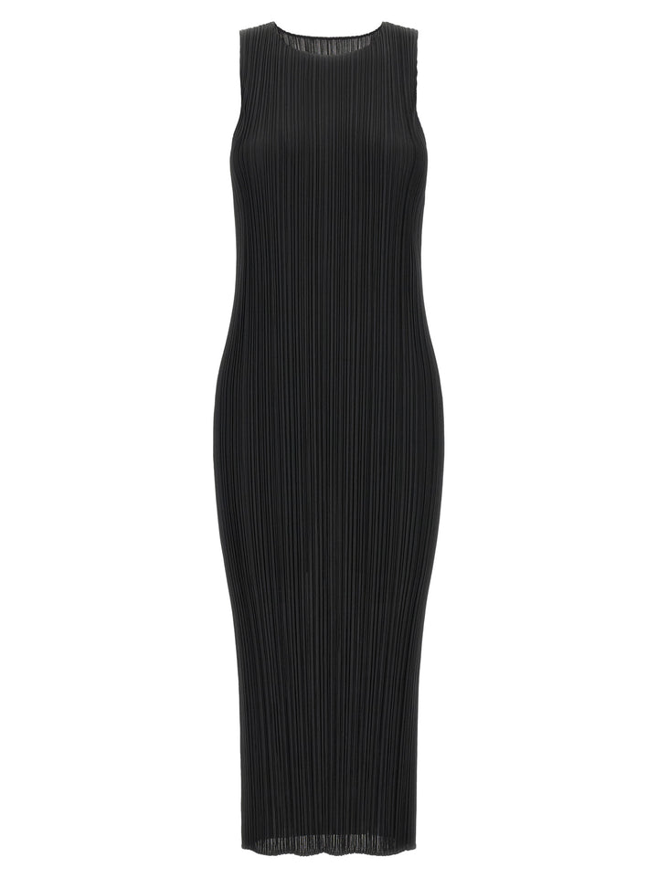 PLEATS PLEASE ISSEY MIYAKE Black Polyester Midi Dress