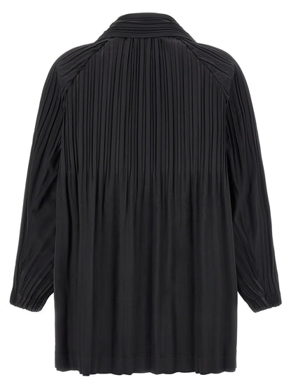PLEATS PLEASE ISSEY MIYAKE Black Polyester Coat