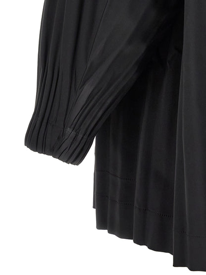 PLEATS PLEASE ISSEY MIYAKE Black Polyester Coat