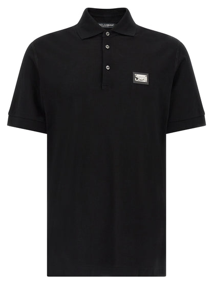 Dolce & Gabbana Black Cotton Polo Shirt
