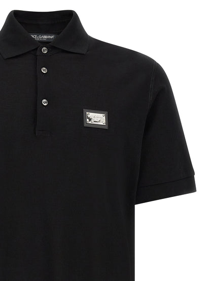 Dolce & Gabbana Black Cotton Polo Shirt