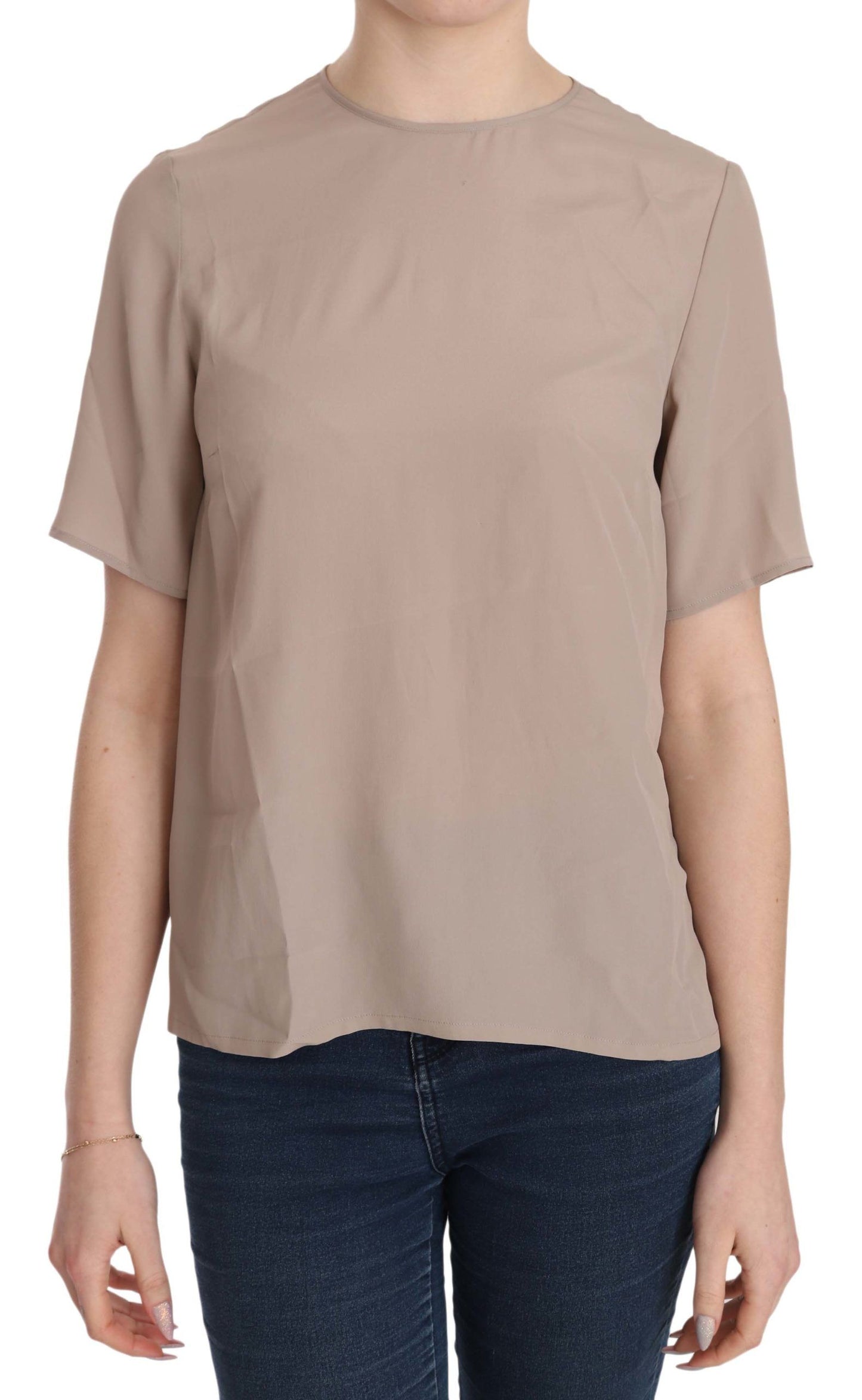 Chemisier Dolce & Gabbana beige à col rond et manches courtes