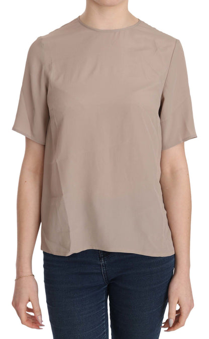 Chemisier Dolce & Gabbana beige à col rond et manches courtes