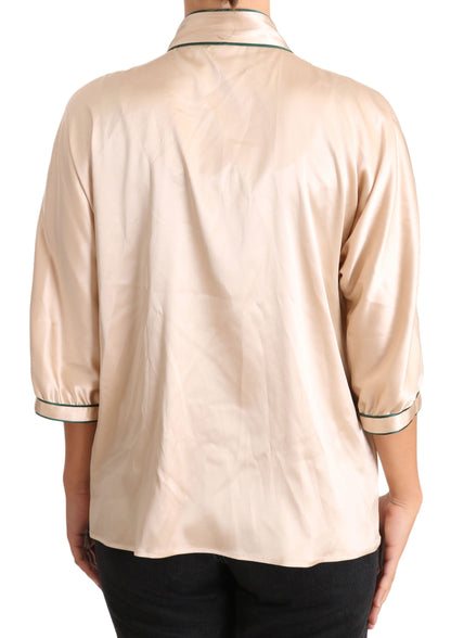 Chemisier top Dolce & Gabbana en soie stretch à ruban beige