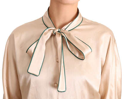 Chemisier top Dolce & Gabbana en soie stretch à ruban beige