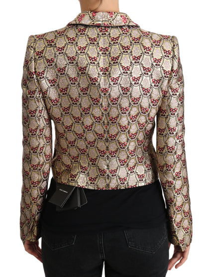 Dolce & Gabbana Blazer Manteau Veste Pailleté Floral Doré