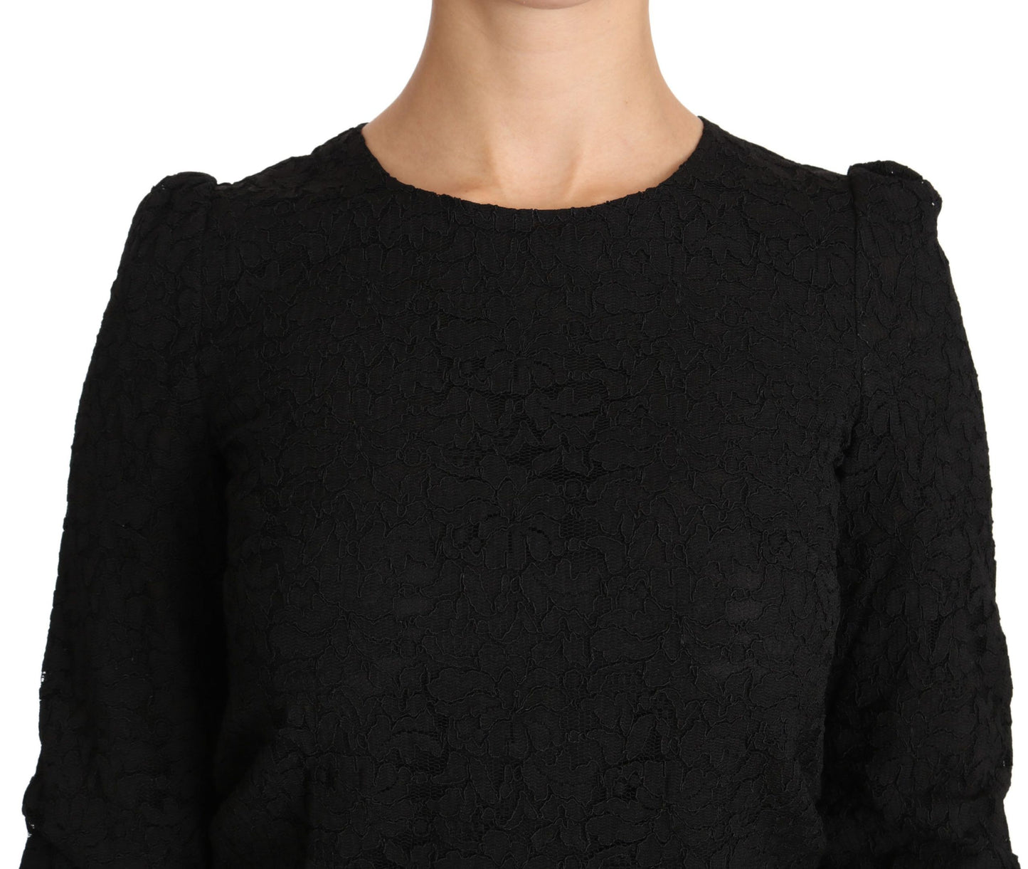 Chemisier top zippé en dentelle florale noire Dolce & Gabbana