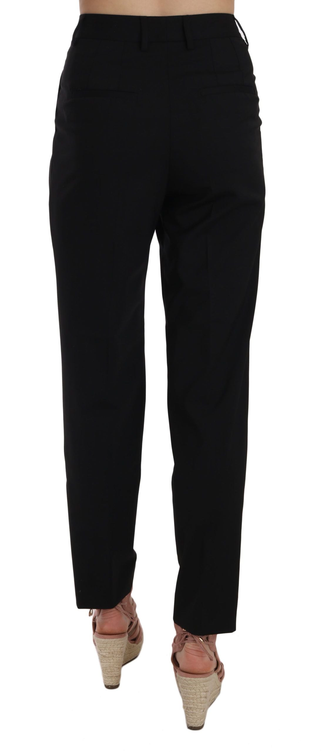 Pantalon plissé effilé noir Dolce & Gabbana avec boutons