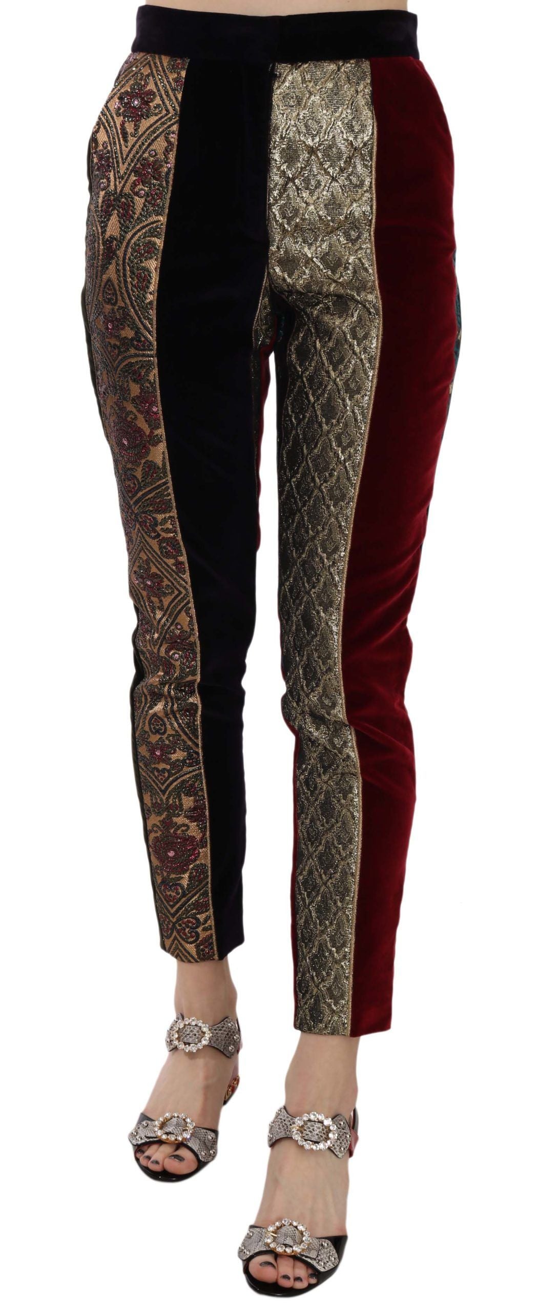 Pantalon cropped fuselé jacquard multicolore Dolce & Gabbana