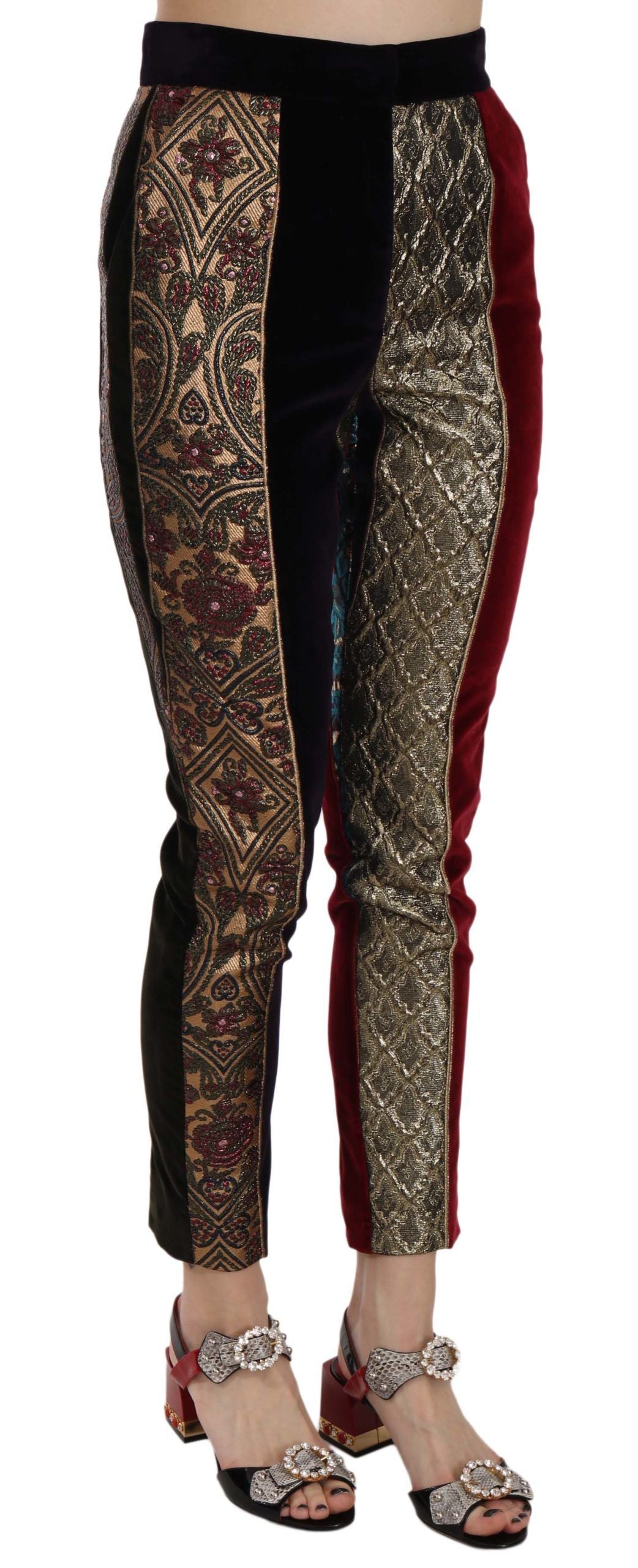 Pantalon cropped fuselé jacquard multicolore Dolce & Gabbana