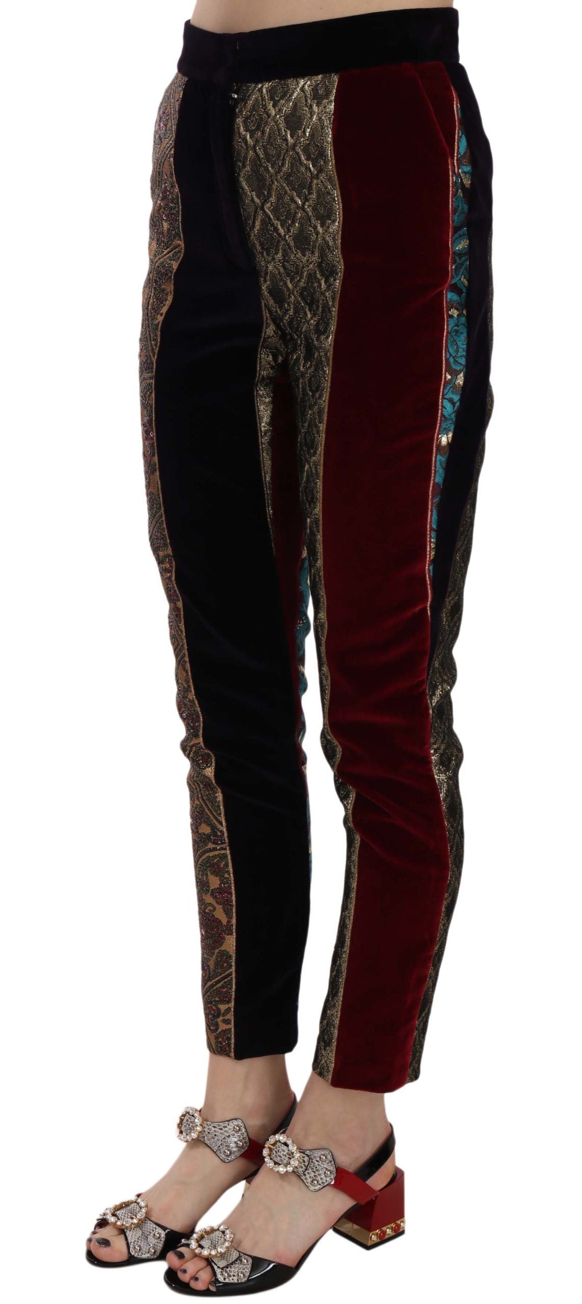 Pantalon cropped fuselé jacquard multicolore Dolce & Gabbana
