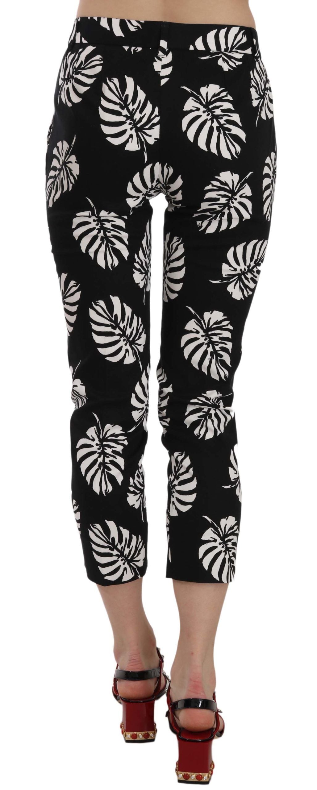 Pantalon moulant Dolce & Gabbana noir à imprimé feuilles de palmier