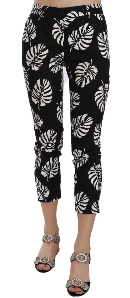 Pantalon moulant Dolce & Gabbana noir à imprimé feuilles de palmier