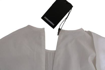 Dsquared² White Crew Neck Long Sleeve Cotton Blouse