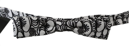 Nœud papillon papillon réglable en soie à motif blanc Dolce & Gabbana