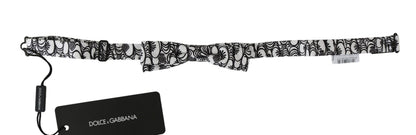 Nœud papillon papillon réglable en soie à motif blanc Dolce & Gabbana