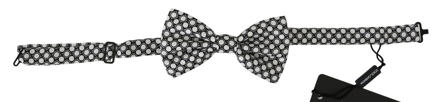 Nœud Papillon Réglable Dolce & Gabbana Homme Noir Blanc Motifs Cercles