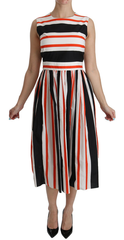 Robe midi plissée évasée à rayures multicolores Dolce & Gabbana