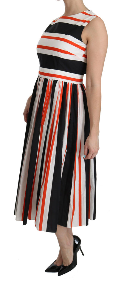 Robe midi plissée évasée à rayures multicolores Dolce & Gabbana