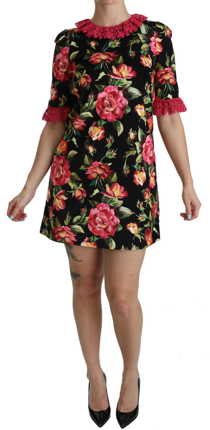 Mini-robe trapèze Dolce & Gabbana en dentelle rose florale