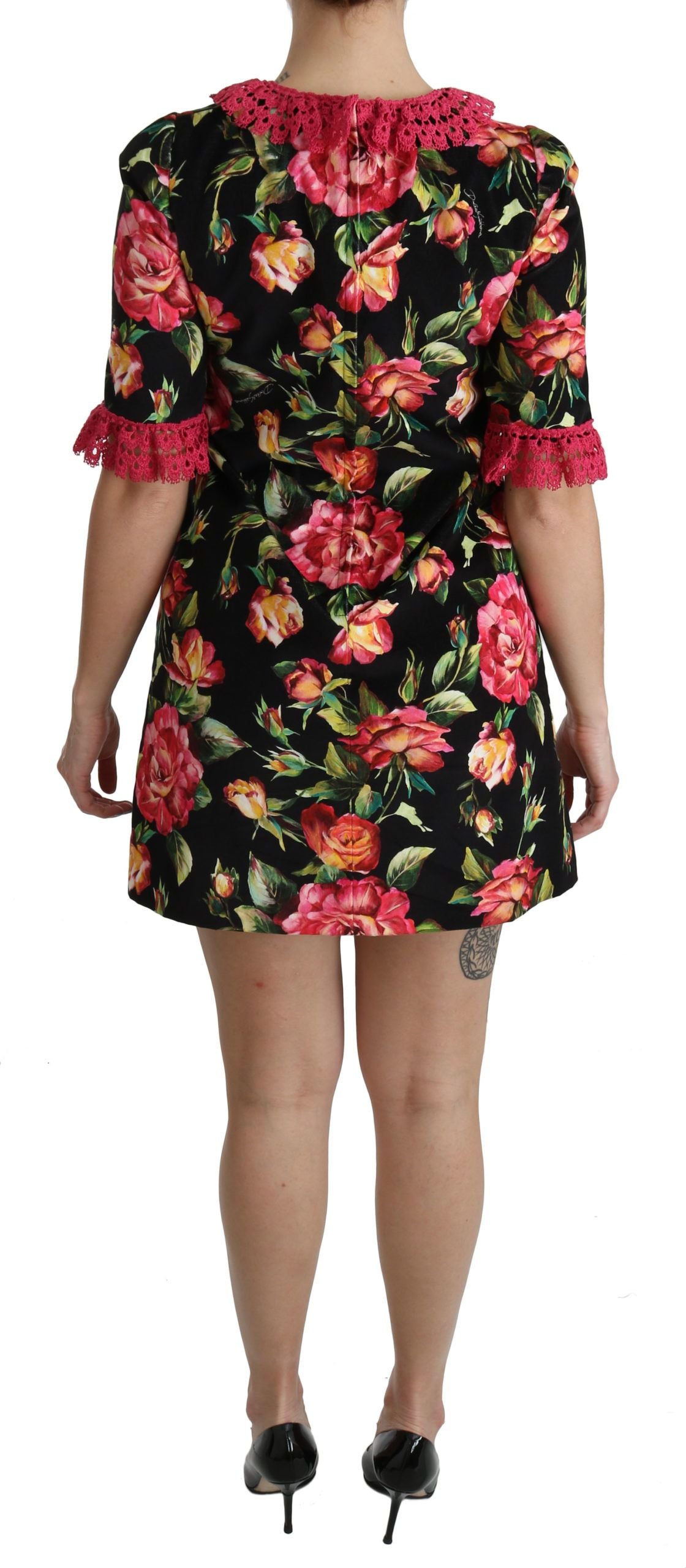 Mini-robe trapèze Dolce & Gabbana en dentelle rose florale
