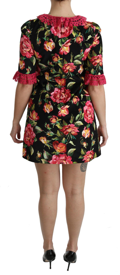 Mini-robe trapèze Dolce & Gabbana en dentelle rose florale