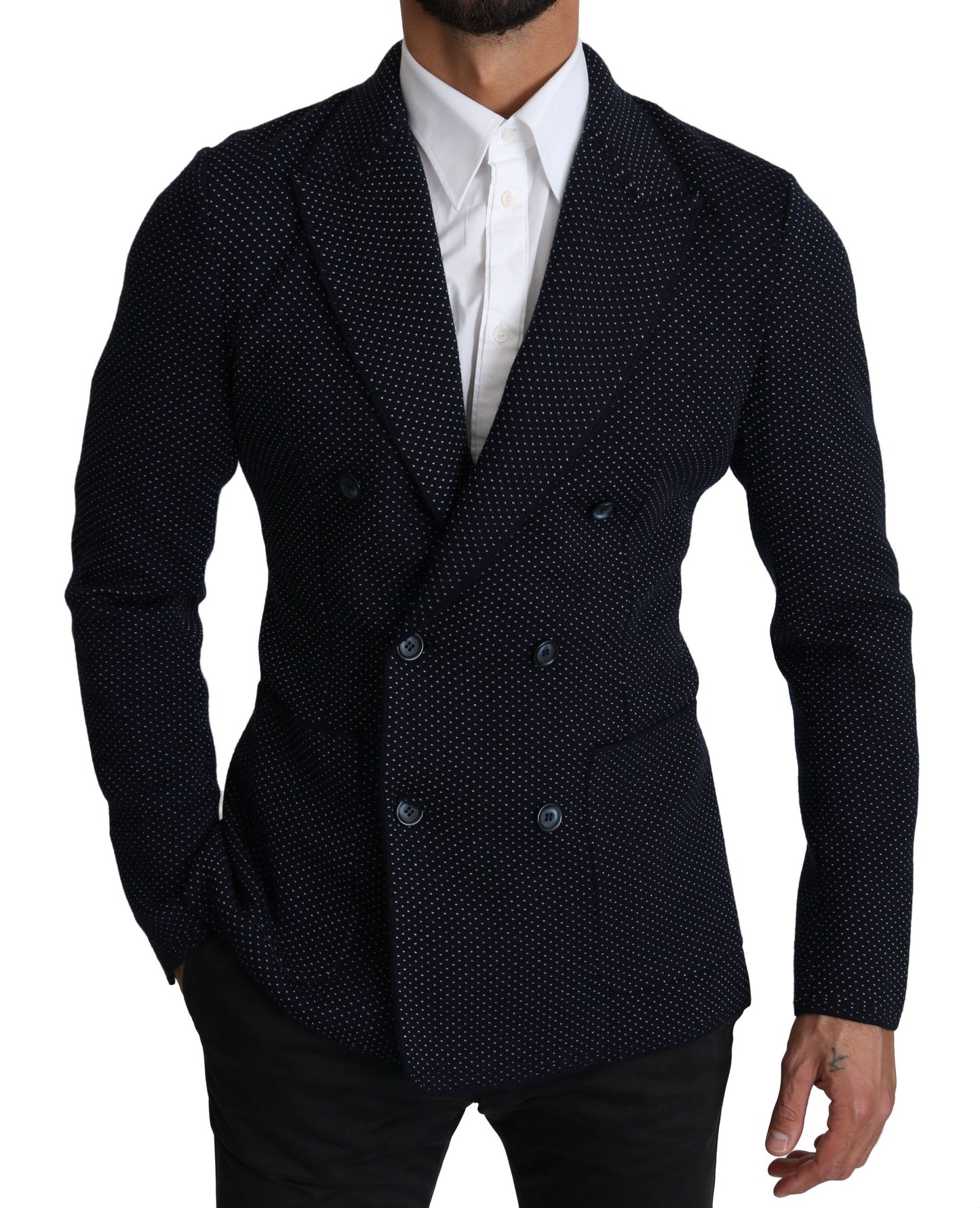 Blazer croisé Dolce & Gabbana bleu foncé à pois
