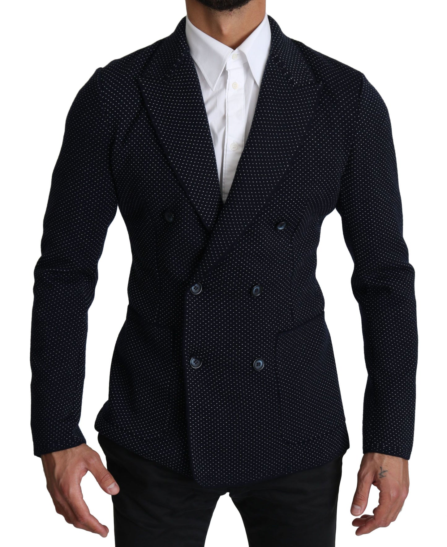 Blazer croisé Dolce & Gabbana bleu foncé à pois