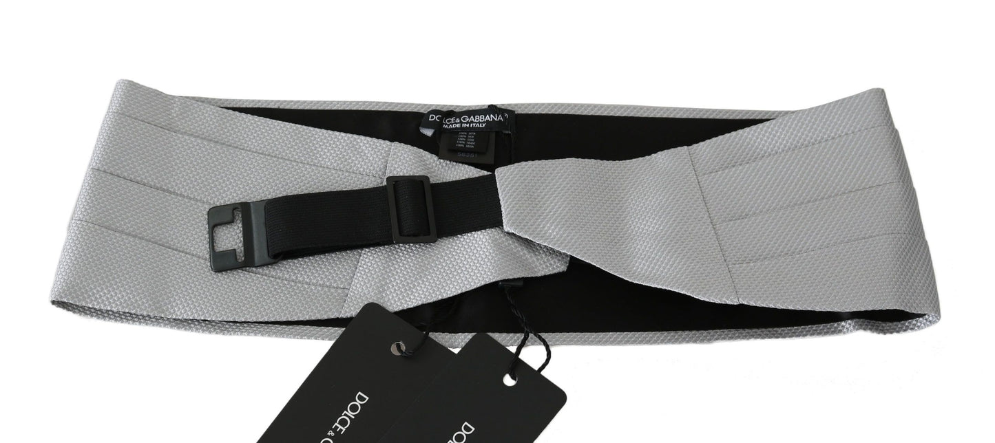 Dolce & Gabbana Cordon de taille gris pour homme, 100 % soie, Cummerbund