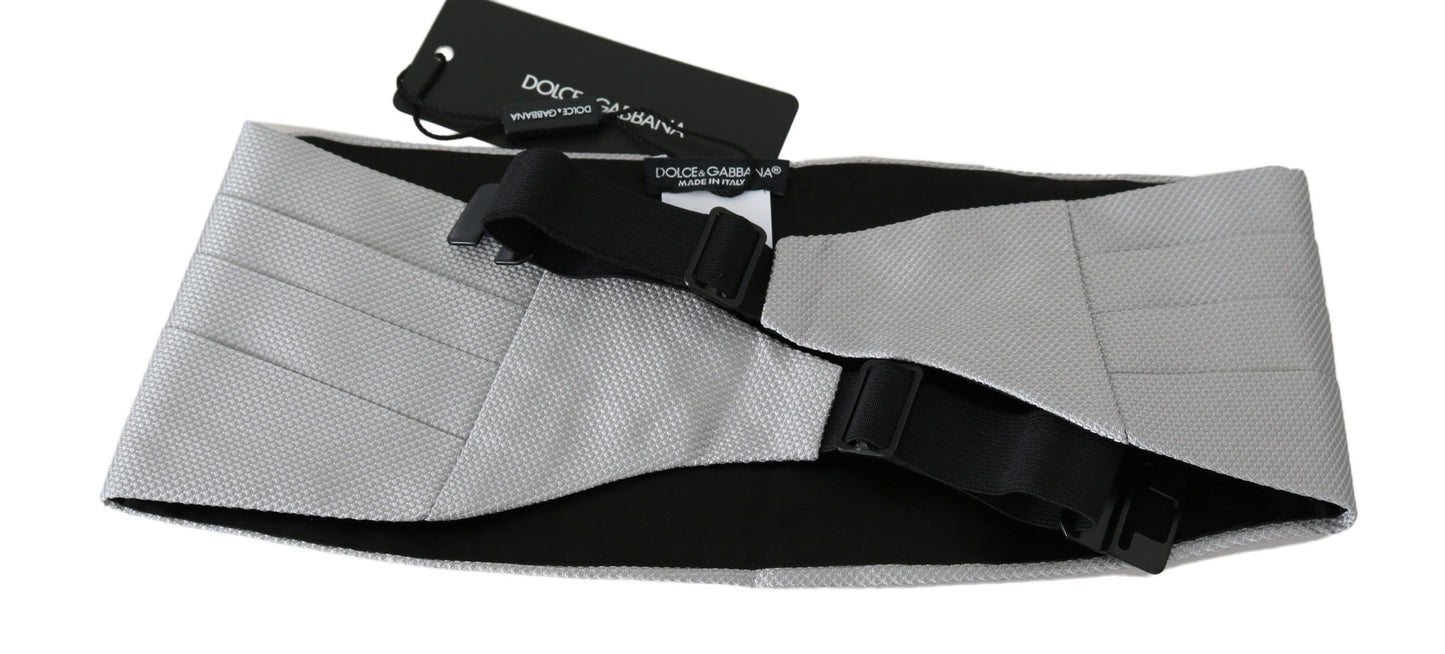 Dolce & Gabbana Cordon de taille gris pour homme, 100 % soie, Cummerbund