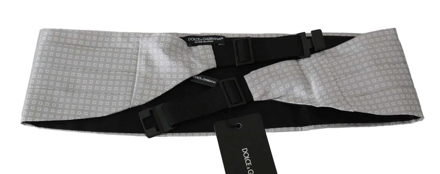 Dolce & Gabbana Ceinture de smoking en soie grise à motifs