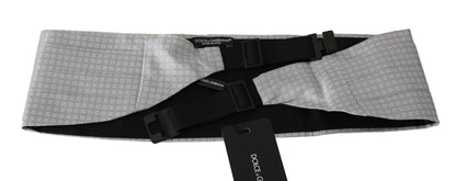 Dolce & Gabbana Ceinture de smoking en soie grise à motifs