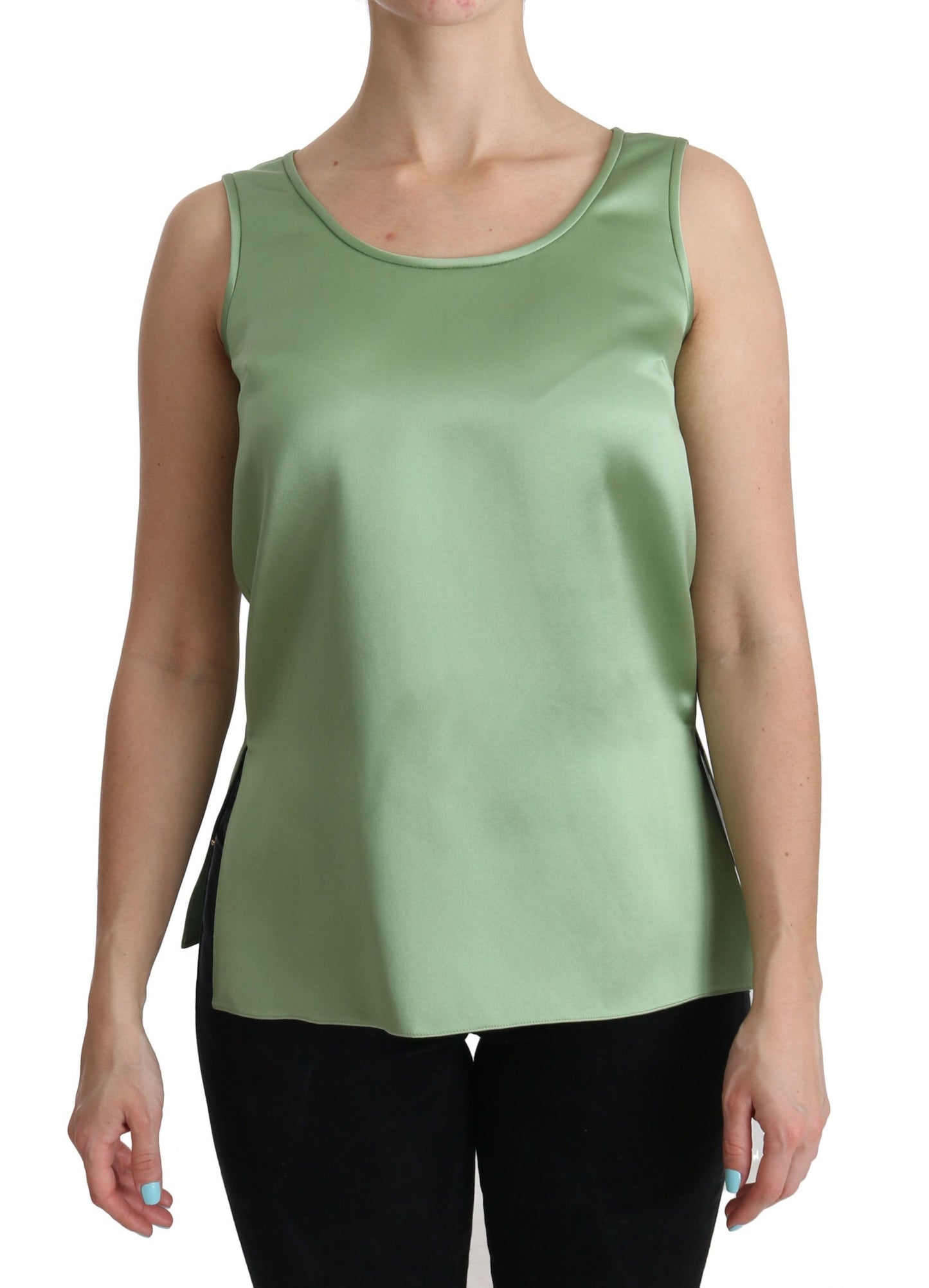Haut sans manches Dolce & Gabbana vert 100% soie débardeur chemisier