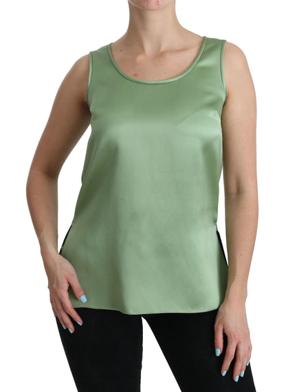 Haut sans manches Dolce & Gabbana vert 100% soie débardeur chemisier