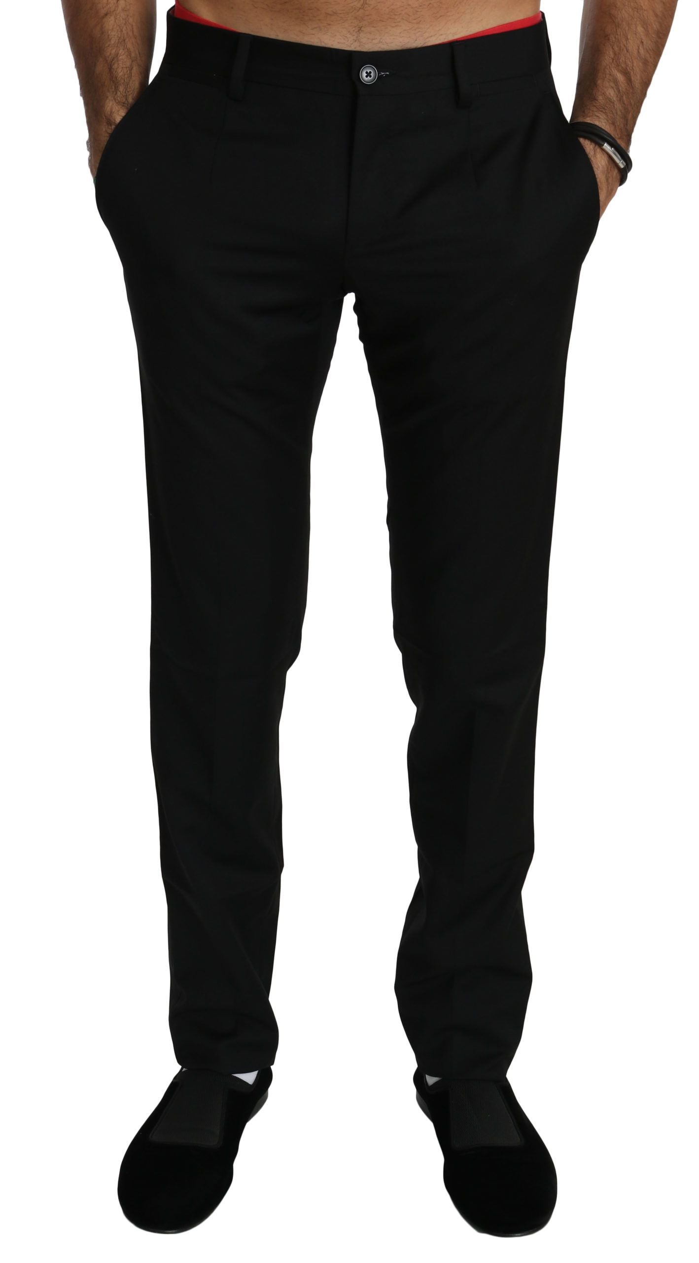 Pantalon en laine noir habillé pour homme Dolce & Gabbana