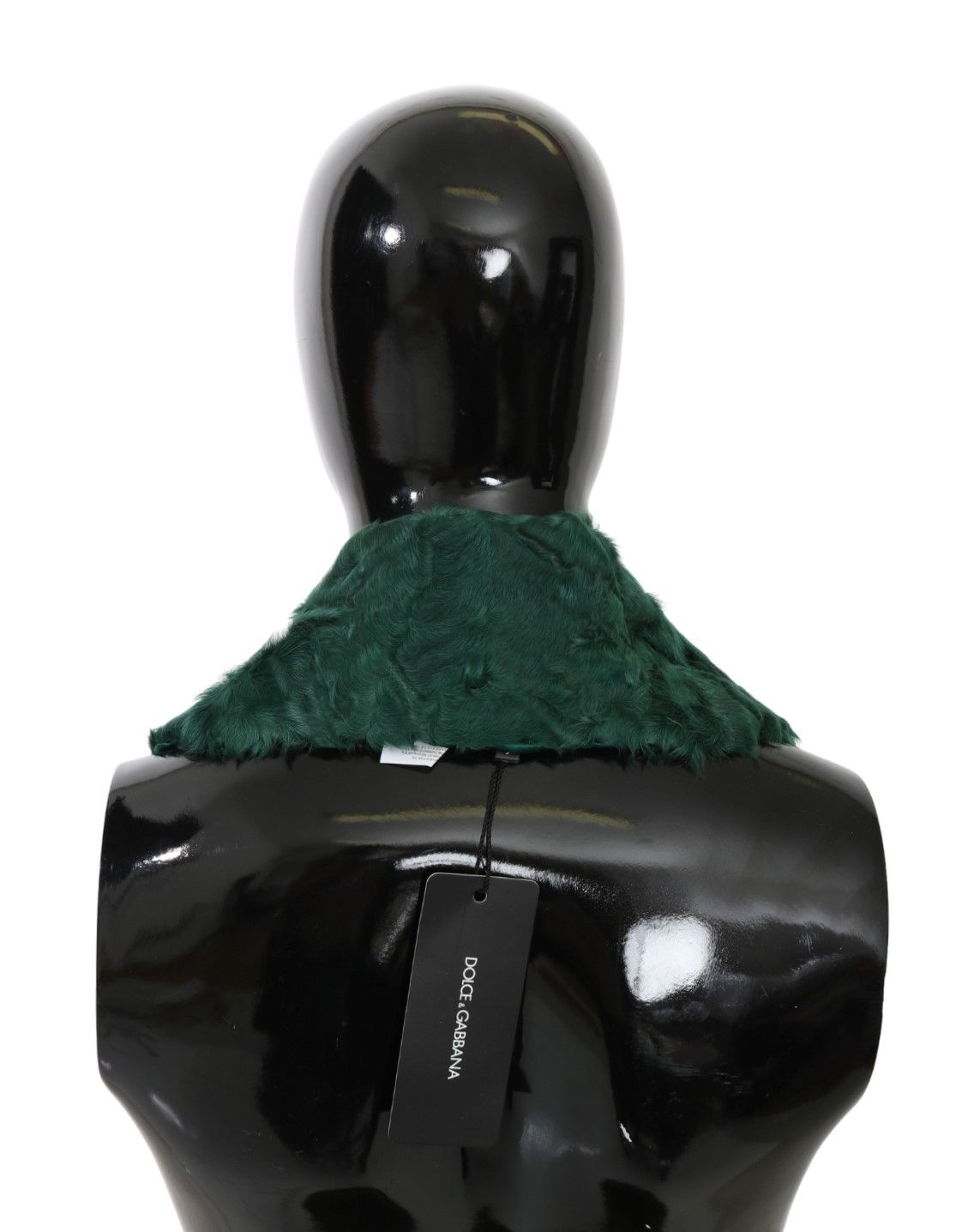 Écharpe en peau d'agneau Dolce & Gabbana verte avec col en fourrure à enrouler sur les épaules