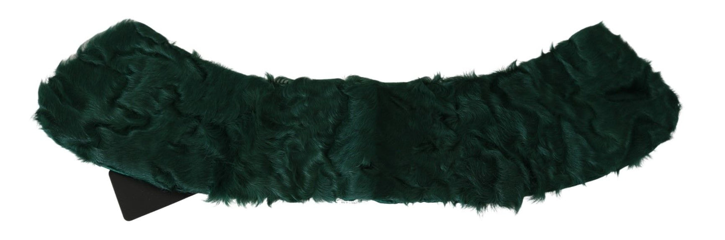 Écharpe en peau d'agneau Dolce & Gabbana verte avec col en fourrure à enrouler sur les épaules