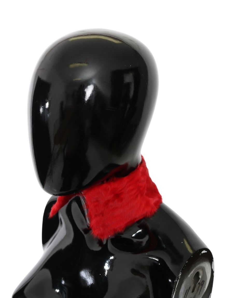 Écharpe en agneau avec col en fourrure rouge Dolce & Gabbana